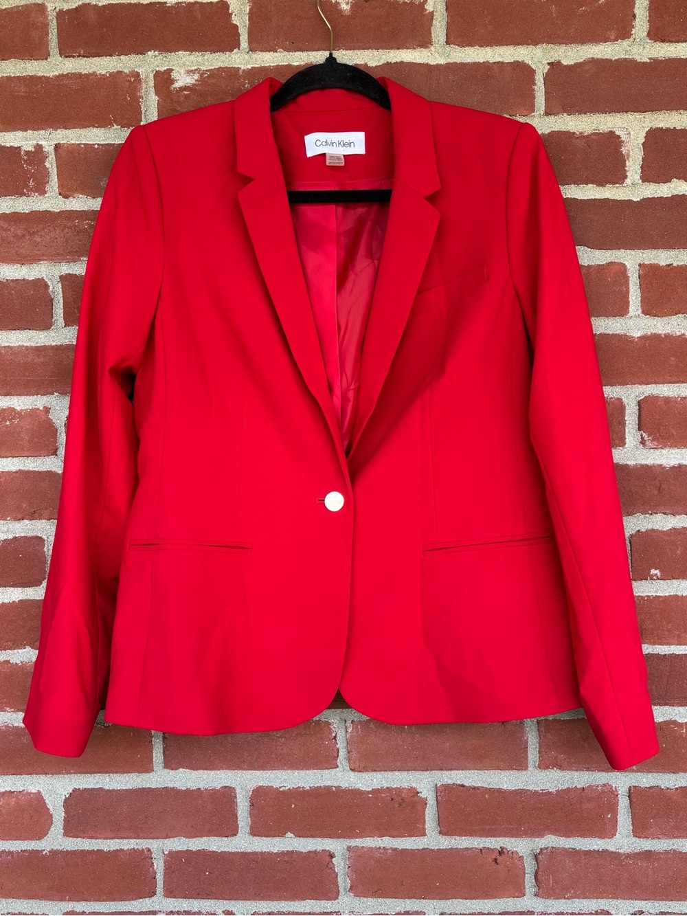 Calvin Klein Bold Red Single-Button Blazer